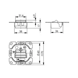 Telegärtner Modul-Aufnahme AMJ-S 1-fach und 2-fach Unterputz unbestückt 70 x 70 x 36 mm