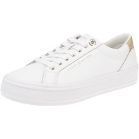 Tommy Hilfiger Damen Vulcanized Sneaker Essential Vulc Leather Sneaker Schuhe, Weiß (White), 41 EU - 41 EU