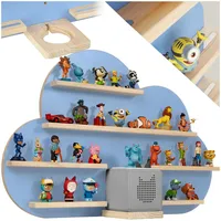 tectake® Holz Regal mit Magnetstreifen für Wand Montage, Tonieregal, Wandregal für's Kinderzimmer, Aufbewahrung Musikbox, für Tonies Tonie Hörfiguren und Toniebox - blau