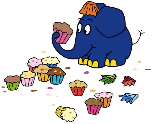 Die Maus Wandtattoo »Der kleine Elefant: Muffins«, selbstklebend