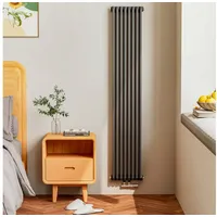 EMKE Heizkörper Runder Heizkörper-Mittelanschluss, Anthrazit 35x180cm 1611W Doppellagig Heizkörper,