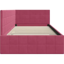 vidaXL Eckbettgestell mit Kopfteil Weinrot 100 cm x 200 cm Samt