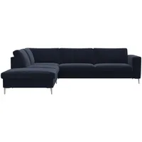 FLEXLUX Ecksofa »Fiore, super Sitzkomfort durch Kaltschaum im Sitz, L-Form«, breite Armlehnen, Füße Alu blau