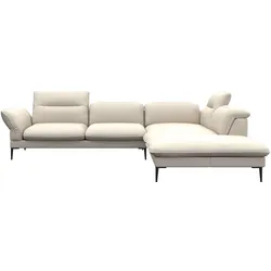 Ecksofa FLEXLUX "Salino, Funktionssofa mit Ottomane, Relaxsofa, Ecksofa", weiß (warm weiß), B:287cm H:88cm T:239cm, Sofas, Sofa mit Arm- und Kopfteil-Verstellungen, Kaltschaum & Stahl-Wellen