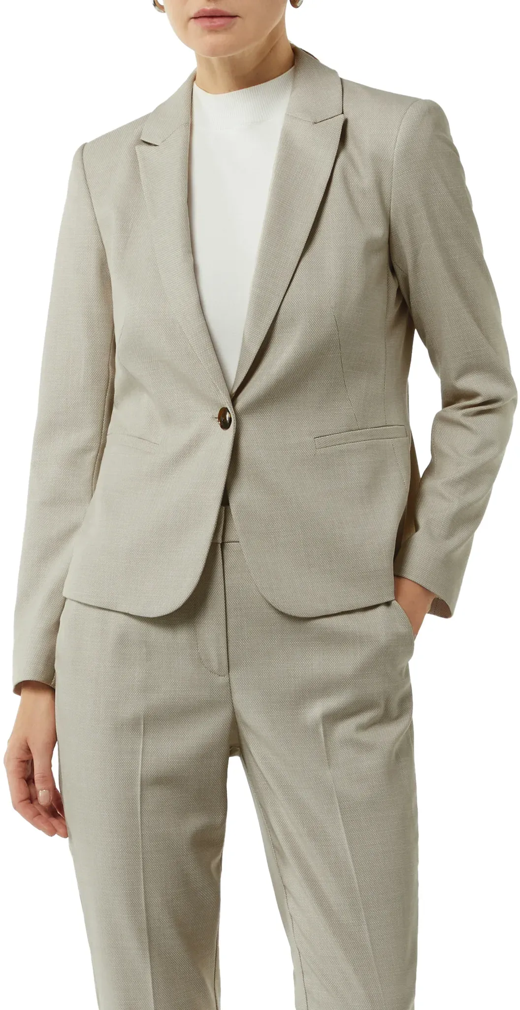 Longblazer COMMA Gr. 34, beige (sand) Damen Blazer mit V - Ausschnitt