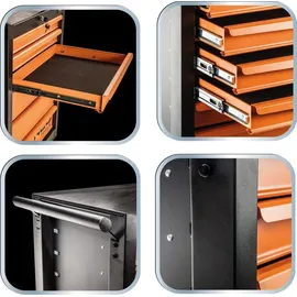 Neo Tools Werkstattwagen Stahl 6 Schubladen Schwarz/Orange bestückt