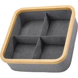 Aufbewahrungsbox – Aufbewahrungskorb Aus Bambus Und Filz (mit Deckel): Ein Dekorativer, Unterteilter Organizer Für Kosmetikartikel, Socken Und Unterwäsche.