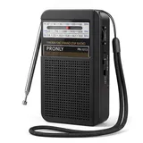PRONLY Portable AM FM Radio, Mini Radio Batteriebetrieben mit Integriertem Lautsprecher, Kopfhöreranschluss, USB-C-Ladung, Transistorradio für Zuhause, Reisen und Camping, Schwarz (PR-1013)