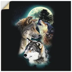Artland Wandbild »Phantasie Wolf Wölfe mit Mond«, Wildtiere, (1 St.), als Leinwandbild, Poster, Wandaufkleber in verschied. Größen Artland Farbe Bild(er): schwarz