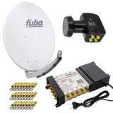 PremiumX Satelliten-Komplettanlage Fuba DAA 780 G Satellitenschüssel Alu Grau 5/8 Multischalter LNB 24x F-Stecker, 1 SAT 8 Teilnehmer