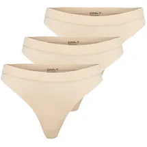 Only ONLVICKY RIB S-LESS THONG 3 St. Beige L