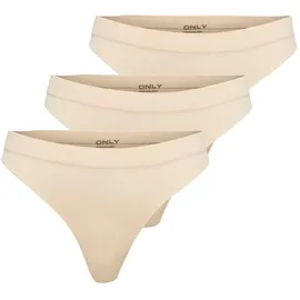 Only ONLVICKY RIB S-LESS THONG 3 St. Beige L