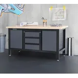 feistos Werkbank Heros 2 | inkl. Lochwand | Anthrazit/Schwarz | 169x60x87 cm