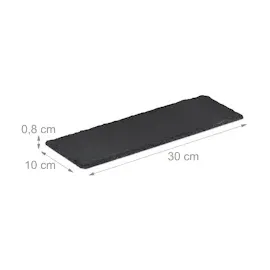 Relaxdays Schieferplatte 6er Set, längliche Servierplatten aus Schiefer, Servieren & Beschriften, 30x10 cm, anthrazit