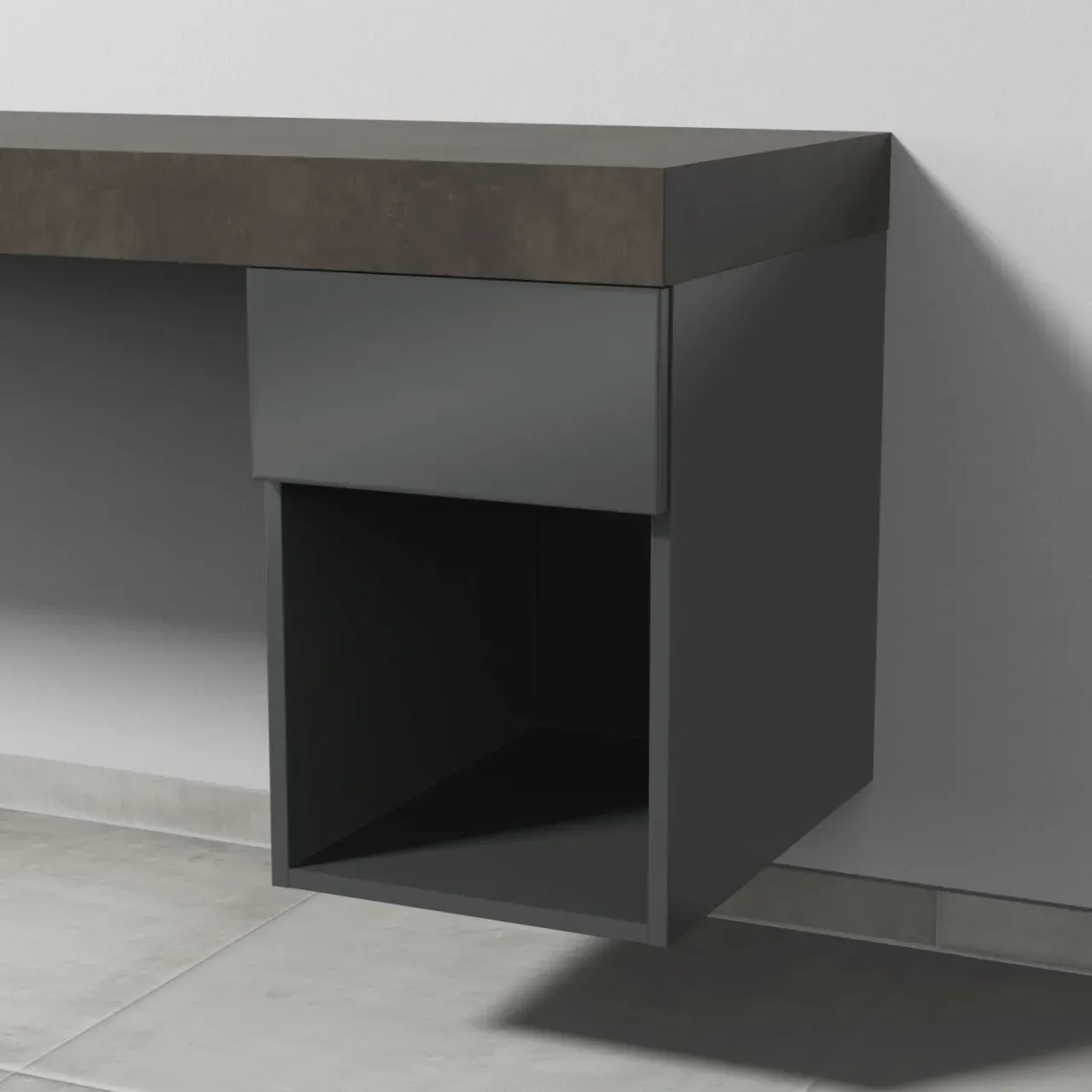 Sanipa Anbau-/Solitärschrank 2morrow (P2351) 510x350x520 Anthrazit-Glanz, P235179 P235179