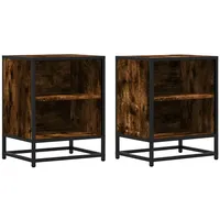 VidaXL Nachttische 2 Stk. Räuchereiche 40x31x50cm Holzwerkstoff Metall