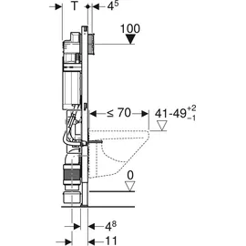 Geberit Duofix Element für WWC, 112 cm, mit Sigma UP-SPK 12 cm, BF, höhe-verstlb