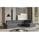 sit&more Wohnlandschaft SIT & MORE "U-Form", grau, B:345cm H:79cm T:213cm, 90% Polyester, 10% Polyamid, Sofas, Wohnlandschaft, mit verstellbaren Kopfteilen, wahlweise mit Bettfunktion