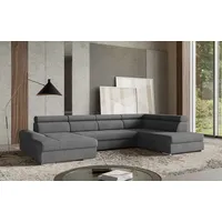 sit&more Wohnlandschaft SIT & MORE "U-Form", grau, B:345cm H:79cm T:213cm, 90% Polyester, 10% Polyamid, Sofas, Wohnlandschaft, mit verstellbaren Kopfteilen, wahlweise mit Bettfunktion