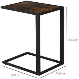 Homcom Beistelltisch-40,6L x 50,8B X 64,2H cm-Rustikal-Braun+Schwarz | Gr.: onesize