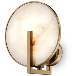 Wandlampe Wandleuchte Flurlampe gold Naturstein Schlafzimmerlampe rund H 21 cm