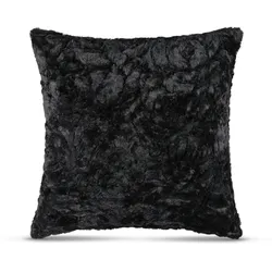 Bestlivings Flauschige Kissenhülle 60x60 mit Reißverschluss, ( Schwarz ) Kissenbezug mit Rosenmuster, Dekorative Kissenbezüge, weicher Bezug für Kissen