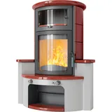 Kaminofen HARK 63 GT ECOplus 5 kW - Ofenkacheln: Brilliant-Rot - Korpus: titan