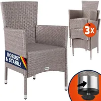 CASARIA® Gartenstühle 3er Set Stapelbar Polyrattan Wetterfest Stapelstuhl Outdoor Verstellbar 160 kg Belastbarkeit Garten Terrasse Balkon Sessel ... - Creme
