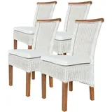 Amagohome Stuhl Esszimmer Stühle Set Rattanstühle Perth 4 Stück weiß Esstisch Stühle K