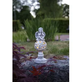StarTrading LED Solar Gartenfigur Engel grau H: 27cm 6 Stunden Leuchtdauer