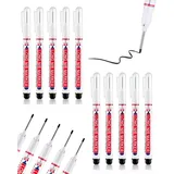 WUNZILO 10 Stück Tieflochmarker,Bohrlochmarker, Extralange Spitze Tiefenlochmarker, Markierungsstift für Holz, Kunststoff, Wand, Metall, Karton Baustellen Stift (Schwarz)