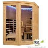 Artsauna Infrarotkabine Kolding Triplex-Heizsystem, für 2 Personen, Hemlock-Holz, Ionisator, HiFi-System, LED-Farblicht beige