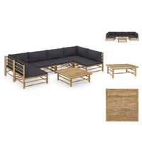 vidaXL 7-tlg. Garten-Lounge-Set mit Dunkelgrauen Kissen Bambus