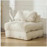 GarveeMore Schlafsofa mit Kissen 3-in-1 Klappsofa aus Cord Schlafsessel Multifunktionssofa weiß