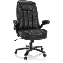 HJH Office XXL Drehstuhl INSTRUCTOR III Kunstleder Schwarz Bürostuhl bis 220kg belastbar, Armlehnen klappbar