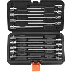 VEVOR Extra Lang Innensechskant Bohrer Steckschlüsselsatz 18-tlg. 3/8" Antrieb