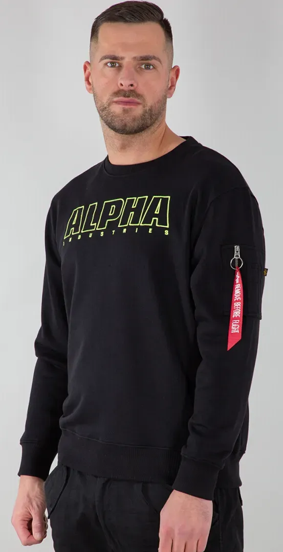 Alpha Industries Alpha Embroidery Pullover, zwart, M Voorman