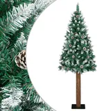 vidaXL Weihnachtsbaum Schlank mit Echtholz und Schnee Grün 150 cm
