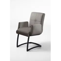 Freischwinger EXXPO - SOFA FASHION "Affogato mit komfortablen Armlehnen", braun (schlamm, schlamm), B:59cm H:87cm T:69cm, Metall, Kunstleder, Stühle, attraktiven Kreuznaht in der Rückenlehne