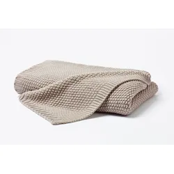 Wohndecke PRIMERA "Strick", beige (natur), B:130cm L:170cm, Wohndecken, mit einer hochwertigen Randverarbeitung, Kuscheldecke