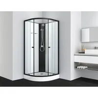 SANOTECHNIK Komplettduschkabine BALATON 90 x 90 x 203 - Schwarz - Armatur, Schubstange mit Handbrause - Schwarz
