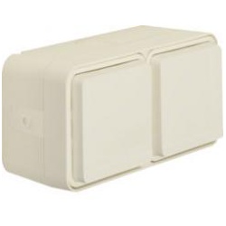 Berker W.1 - Steckdose SCHUKO 2fach, waagerecht mit Klappdeckel, 4 Leitungseinführungen (polarweiß)