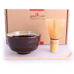 Goodwei Teeservice Matcha Set „Kumo“ mit Teeschale und Matchabesen (3-tlg), Keramik