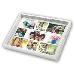 ZEP Photo Tray white       45x35 Holz Fototablett 9 Bilder   W006