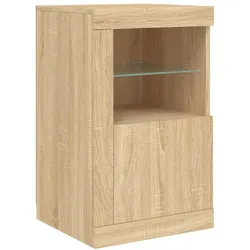 vidaXL Beistellschrank mit LED-Leuchten Sonoma Eiche Holzwerkstoff