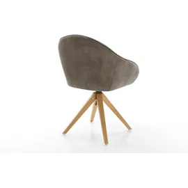 DeLife Esszimmerstuhl Gaio-Flex Mikrofaser Taupe Vintage Holzgestell kantig Natur