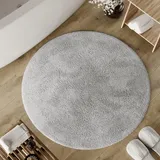 Wecon Home Basics Badteppich Erik – Weicher, getufteter Baumwollteppich – Rutschhemmend & waschbar mit weichem Flor und klarer Optik (80 cm rund, licht grau)