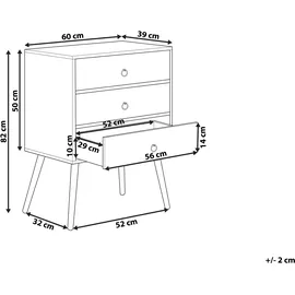 Beliani Nachtschrank Batley 60 x 39 x 82 cm Braun/Grau