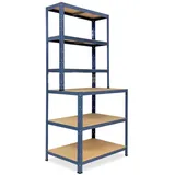 shelfplaza HOME 190x80x60 cm Werkbank Regal in blau mit 6 Böden und 145 kg Traglast pro Boden