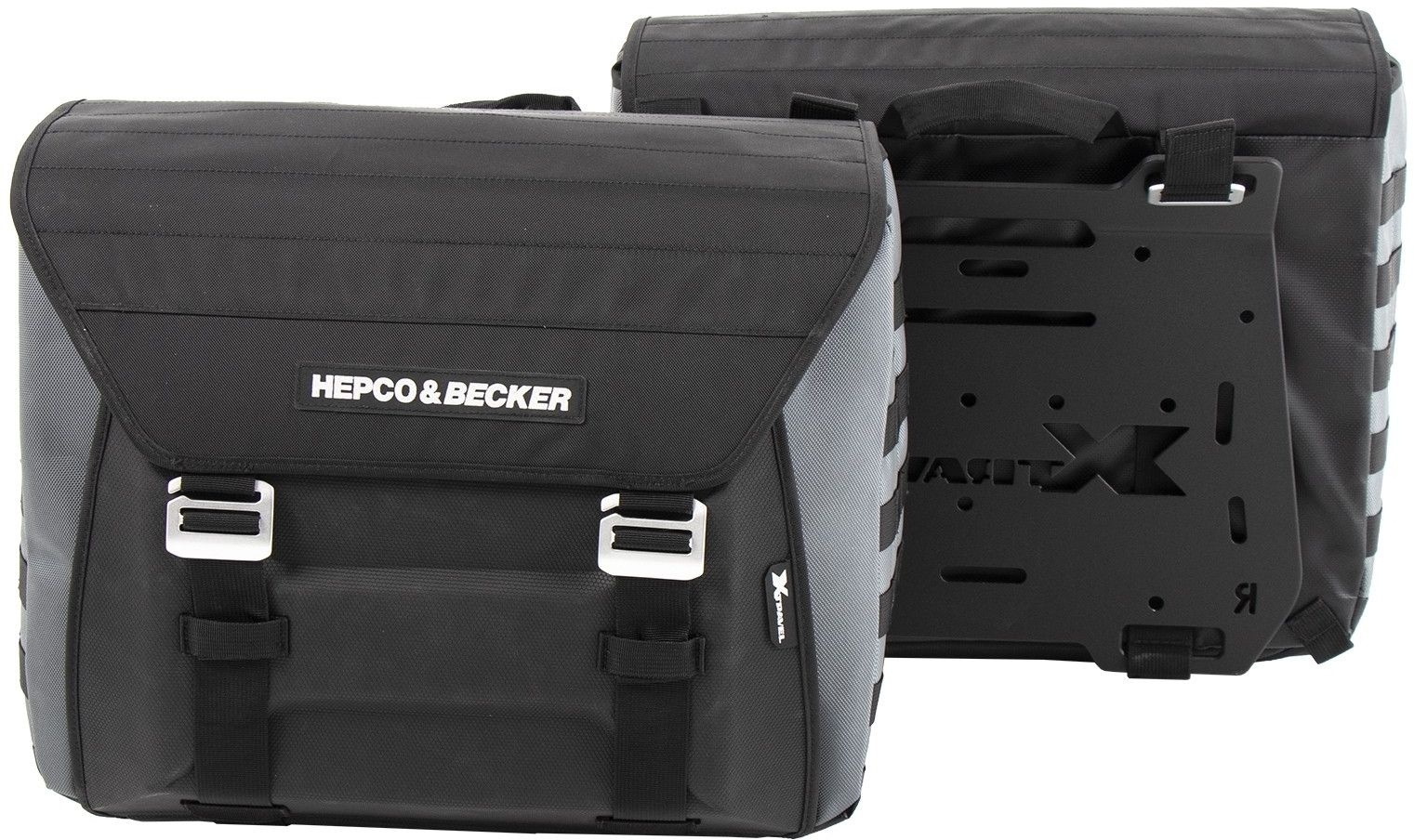 Hepco & Becker Seitenkoffer XTRAVEL BASIC Softtaschen Set 2 Stck für Motorrad inklusive Universal-Adapterplatten